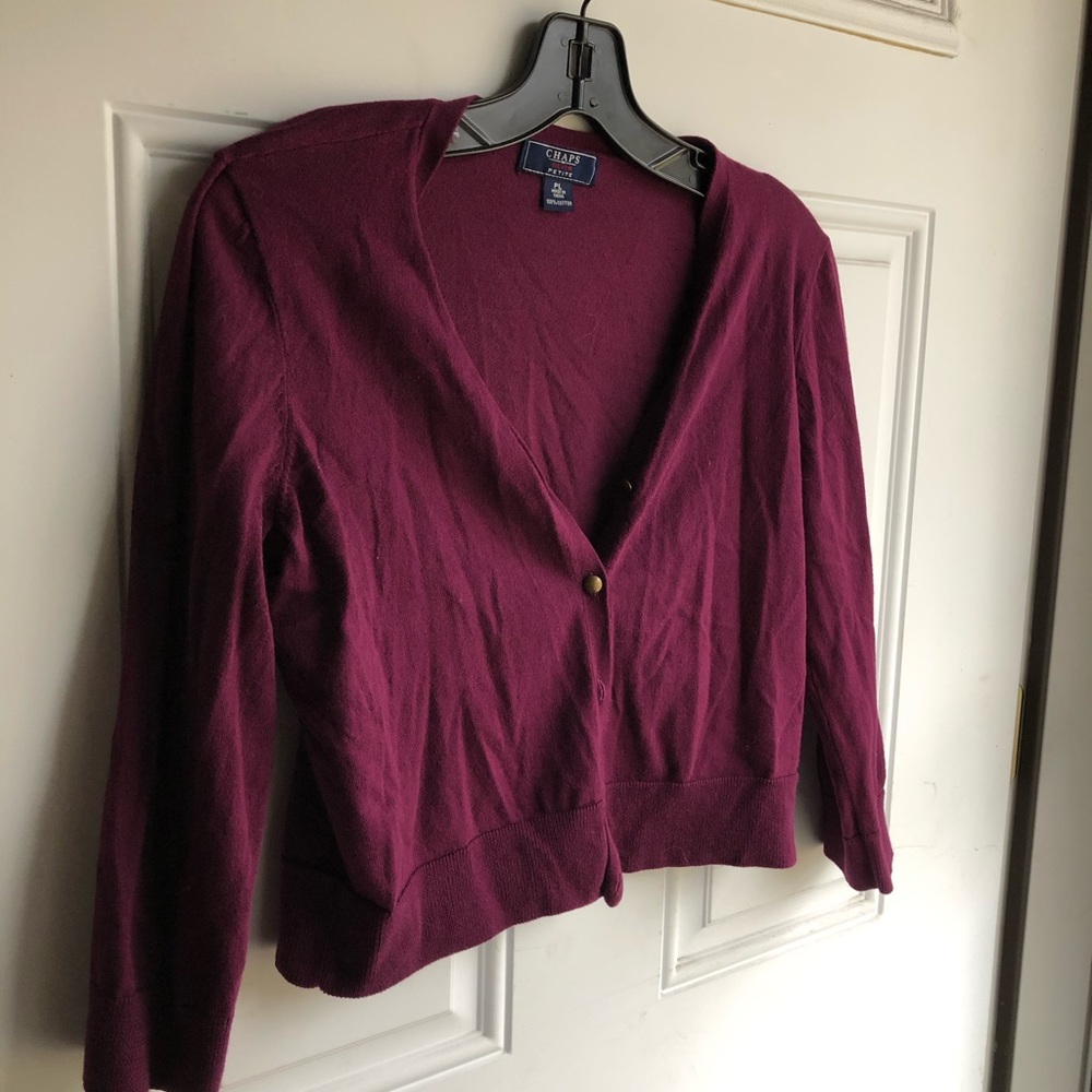 Chaps Maroon Half Button Up Cardigan
